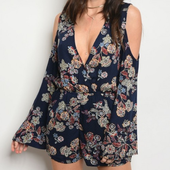 Fierce Broad Pants - Floral Cold Shoulder Romper